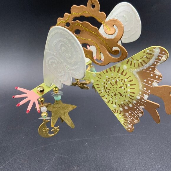 Vintage Signed Karen Rossi for Silvestri Angel in Flight w/Cherubs Ornament - Picture 7 of 9